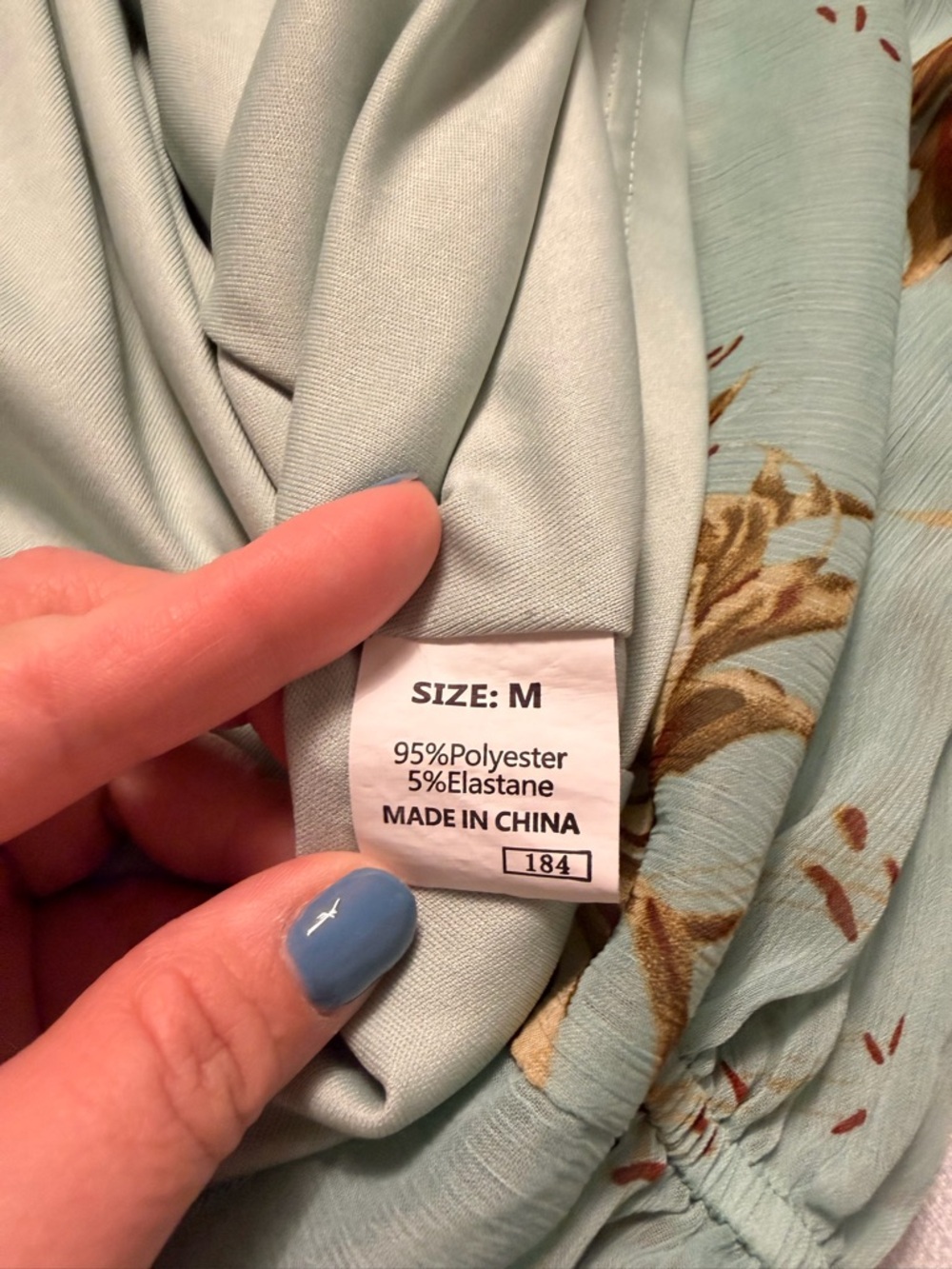 Tie-Front Floral Smocked Mini Dress in Sage Blue - Picture 7 of 8